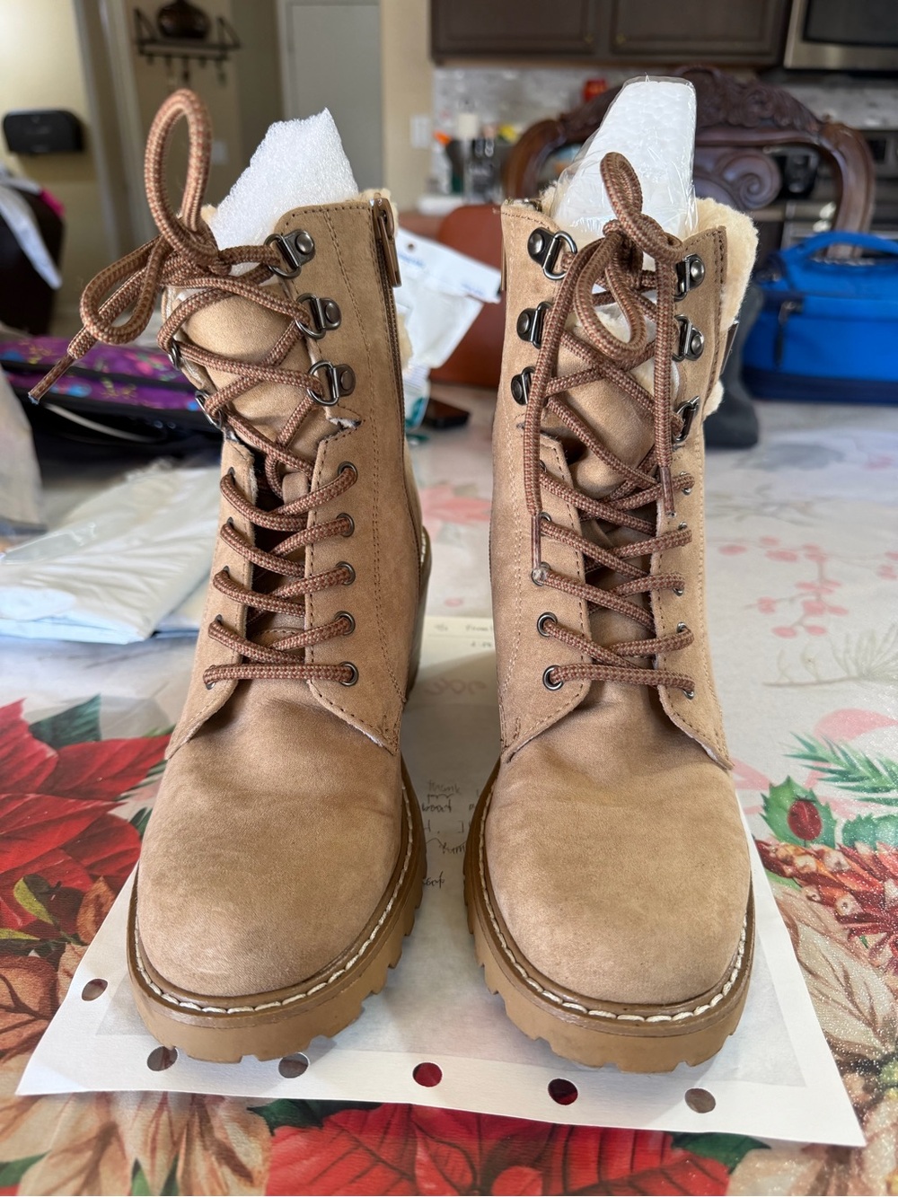 Madden Girl Women's Tan Lace-Up Combat Boots - Classic Rugged Style